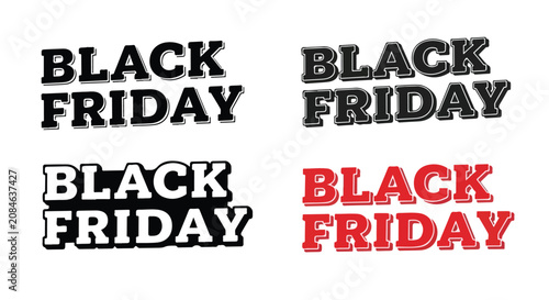 Bold Black Friday graphic featuring repeated BLACK FRIDAY text in bold black and red styles across a clean layout.