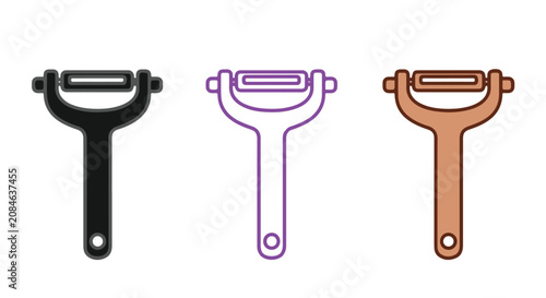 Set of three colorful bottle openers icons for graphic design and decor.