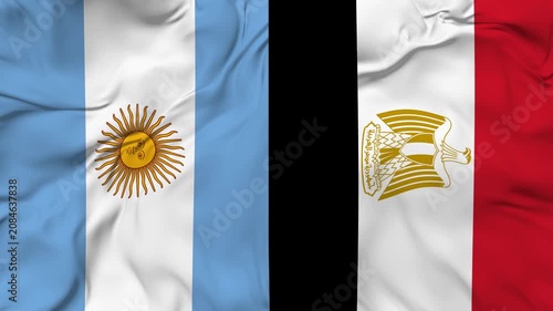Argentina vs Egypt flag animation seamless loop. 4k resolution