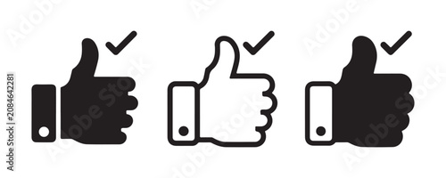 Cuadro en lienzo Thumbs up icons with checkmark