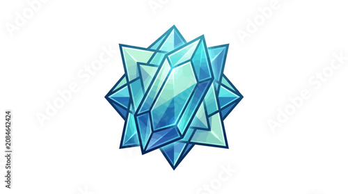 Bild auf Leinwand Blue Crystal Cluster Vector Illustration
