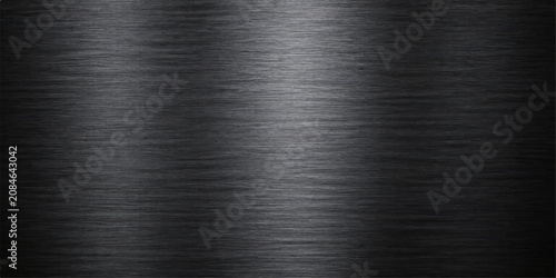 Konstfotografi Black Brushed Metal Vector Background with Horizontal Texture and Soft Reflectio