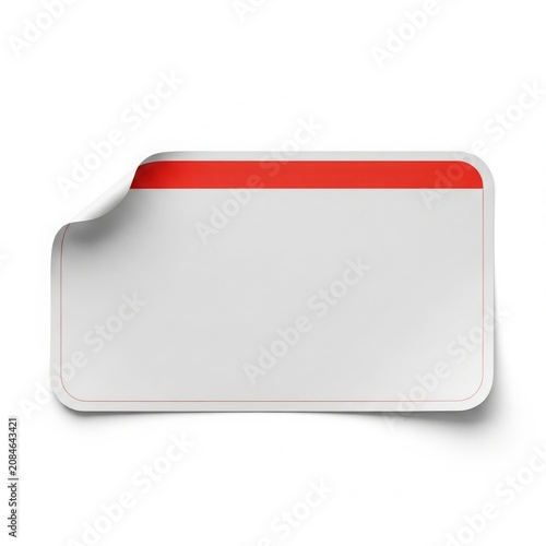 Blank price sticker with red stripe, isolated on white