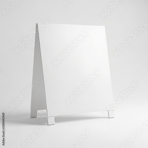 Blank white a-frame display panel, isolated on gray background