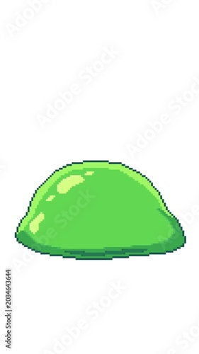 Pixel Art Cartoon Green Slime Bounce. Retro Jelly Loop Animation. 8-bit and arcade game projects, VJ visuals, children's content, streaming overlays, social media, and creative motion graphics.
