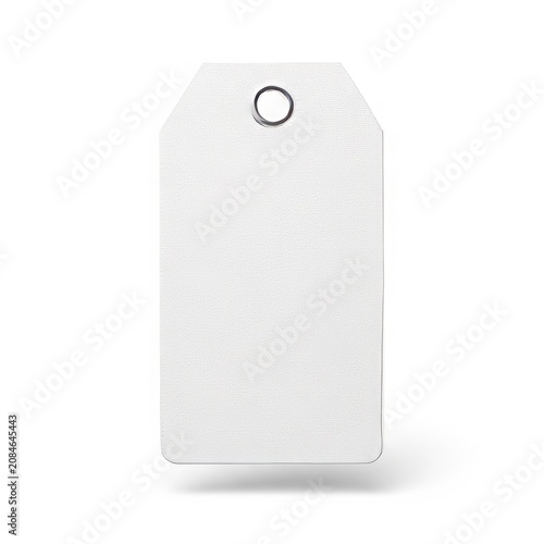 Blank white rectangular price tag with hole blank tag
