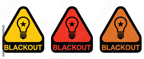 Power Blackout Icons, power outage icon sign flat vector illustration with electricity interruption symbols, utility warning, emergency preparedness, energy failure and electrical safety concepts.