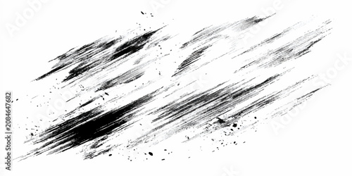 Fotografie Abstract Black Ink Splashes and Grunge Paint Splat Texture Background with Liqui