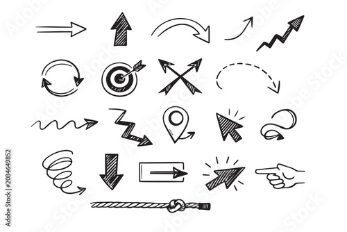 Universal Arrow Icon Set with Vector Direction Symbols for Web Design Interface Navigation and Business Illustration Collection