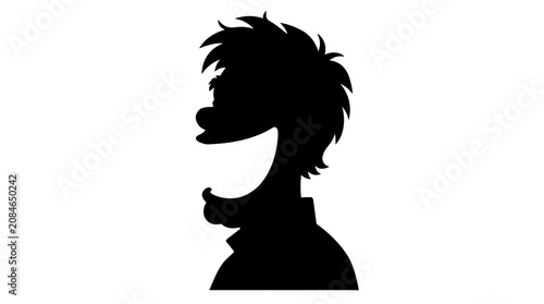 Silhouette of a smiling person head.