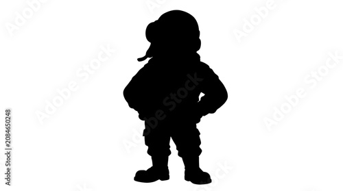 Silhouette of a young girl standing.