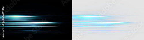 Fotografi Bright blue lines move quickly across a clear background to show motion and spee