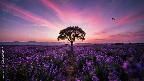 lavender field at sunset