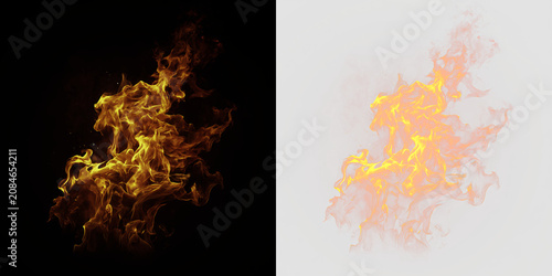 Canvastavla Flames dance on a transparent background creating a bright visual effect in fire