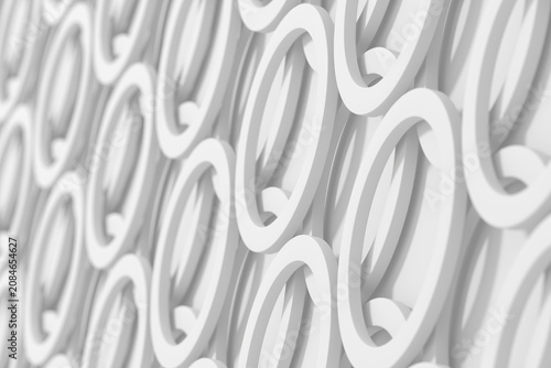 Quadro su tela Seamless decorative circular relief pattern in white for ornamental wallpaper and surface texture design
