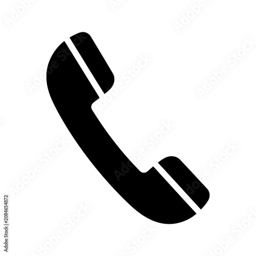 Black phone receiver icon over transparent pattern.