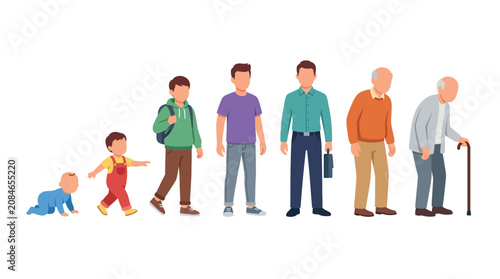 Bild auf Leinwand Stages of Male Life Cycle from Infancy to Old Age