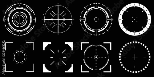 Foto futuristic circular frames and targeting reticles vector illustration white blac