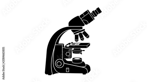 Konstfotografi Black silhouette of a microscope on a white background