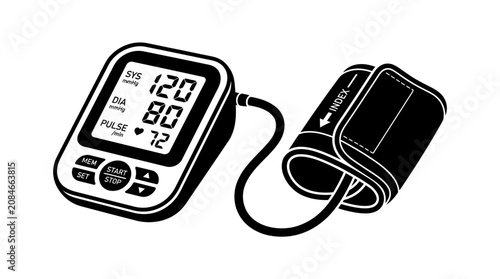 фотографія Blood Pressure Monitor Showing Health Measurements