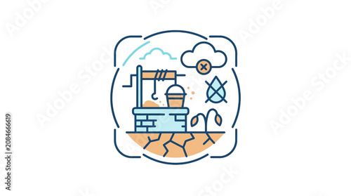 Schilderij op canvas Drought and Water Scarcity Concept Illustration
