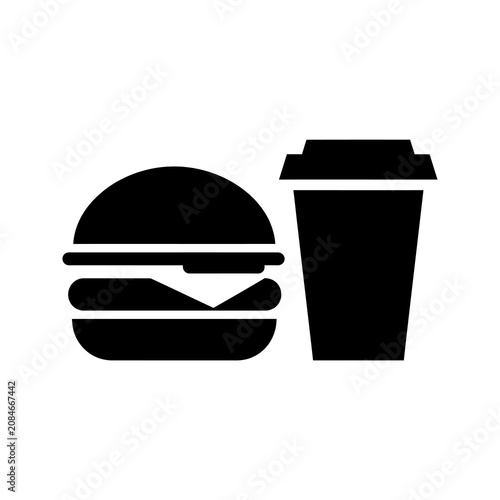 Burger and drink fast food icons transparent background.