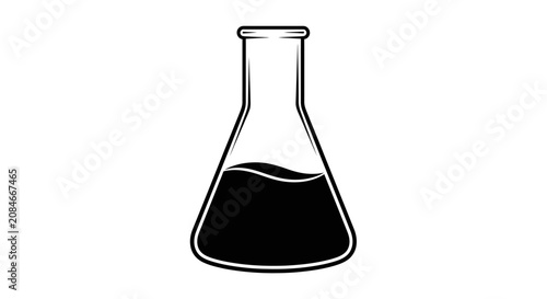 Tableau sur toile Erlenmeyer flask with dark liquid