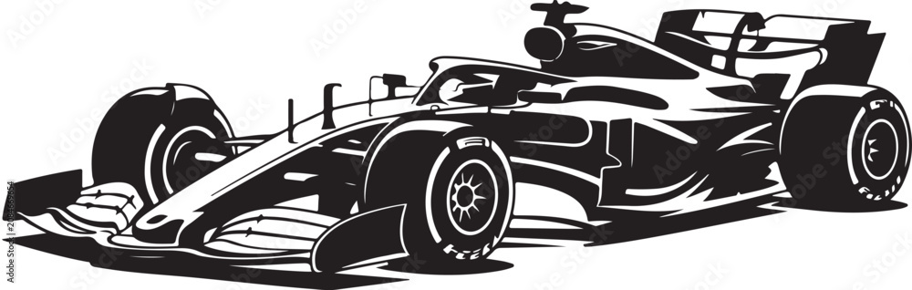 Obraz premium racecar outline formula1 racing car rear wing halo cockpit vector
