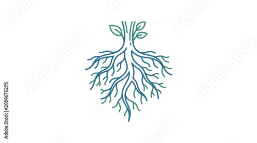 Minimalist Tree Roots Vector Illustration