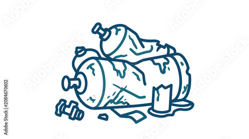 Foto Damaged Gas Cylinder Vector Illustration