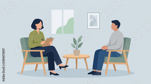Foto Therapy session with psychologist and client, mental health support