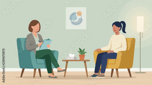 Bild auf Leinwand Therapy session with psychologist and patient, mental health counseling