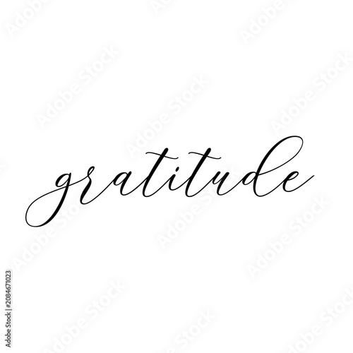 gratitude word cursive calligraphic text on transparent background 