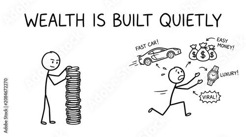 Photos Hand Drawn illustration of a person saving money quietly while another chases we