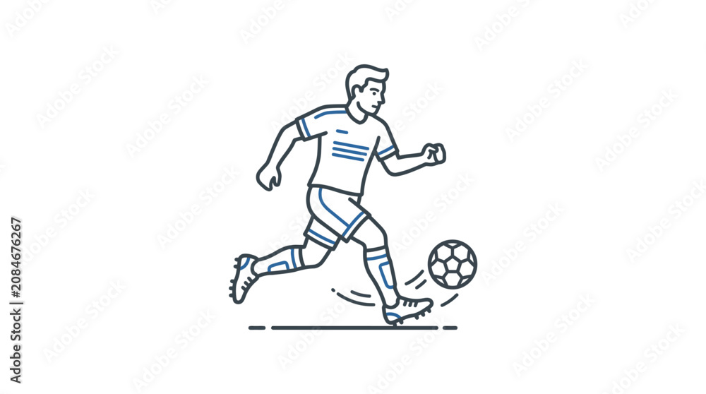 Fototapeta premium Soccer Player Dribbling Ball Outline Vector