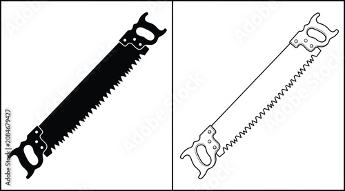 Obraz na plátně Saw Two-Man Crosscut Tool with Two Handles and Sharp Teeth for Cutting Wood, Iso