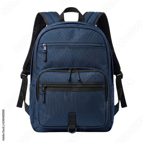Foto Classic navy blue fabric backpack with zippers
