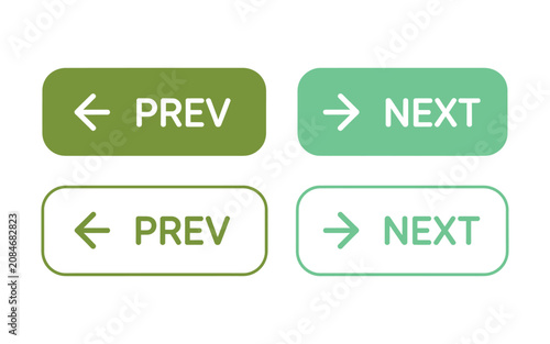 Canvastavla Next and Previous Buttons, Previous and Next Arrow Symbols, Slide Change and Transition Design, Interactive Navigation Icons, Vector Illustration