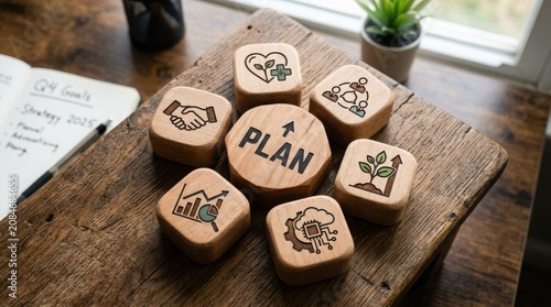 Hand drawn plan and ideas on paper tags with sketches