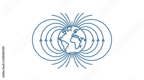 Fotografie Earth Magnetic Field Line Art Vector
