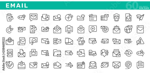 Εκτύπωση καμβά Email line icon set