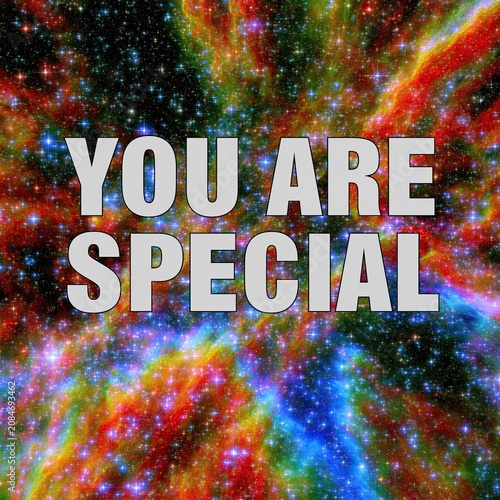 colorful starry background displays the message you are special in large text
