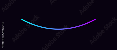Tableau sur toile Neon glowing curved double arrow bidirectional data transfer symbol