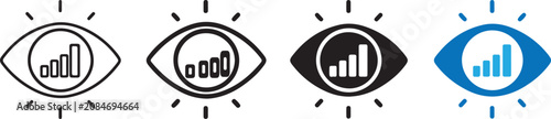 Foto Visual Data Analysis Icons Set Featuring Outline and Solid Glyph Icons for Trend