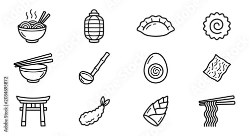 Japanese food and dining icons.