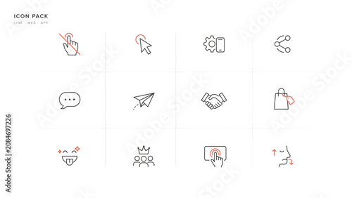 Set of colorful flat design icons representing different social media and activity actions Vector