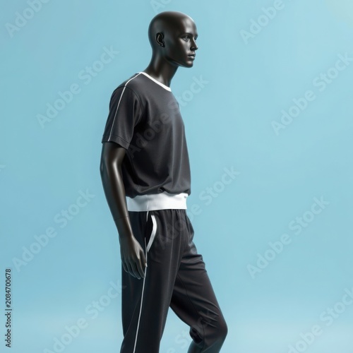Casual athletic fashion concept with a grey crewneck sweatshirt and sweatpants