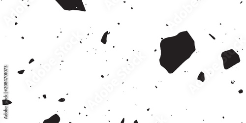 Bild auf Leinwand Abstract scattered black particles and debris fragments on white background for modern grunge texture vector illustration