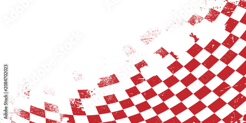 Schilderij op canvas Distressed red and white checkered racing flag grunge texture background motorsport finish line vector illustration