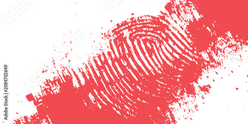 Foto Abstract red human fingerprint grunge texture background biometric identity thumbprint crime evidence vector illustration